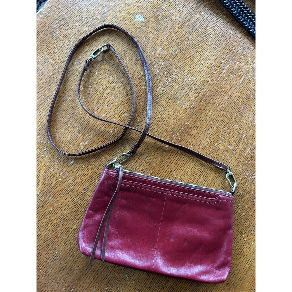 HOBO Red Leather Crossbody Bag Small Boho Minimal Purse